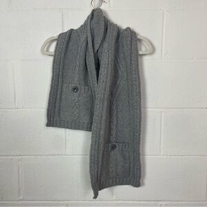 Talbots‎ Alpaca Blend Gray Scarf Pockets Cable Knit Winter Outdoor Cabin Core OS